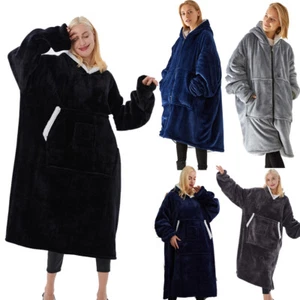 Unisex Hoodie Blanket Ultra Soft Warm Cosy Oversized Sherpa One Size Adults UK - Picture 1 of 19