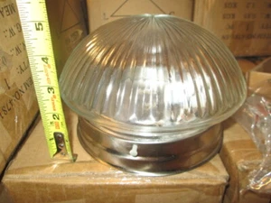 Hall or closet ceiling light in box. 4782-SN Nickle Base Clam shell globe. 22571 - Picture 1 of 7