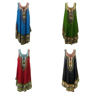 LADIES BOHO MANDALA ETHNIC COVER UP LOUNGE BEACH SUN SLEEVELESS UMBRELLA DRESS - Picture 1 of 13