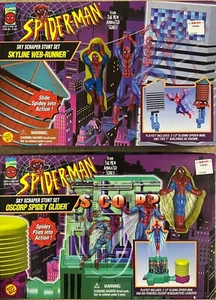 2 NEW Spider Man Stunt Sets Skyline Web-Runner Oscorp Spidey Glider Toy Biz 1996 - Picture 1 of 6