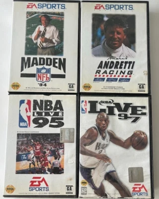 Sega Genesis EA Sports Game Lot Of 4 NBA Live 95 97 Madden 94 & Andretti Racing - Image 1 of 4