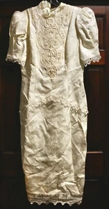Jessica McClintock Womens High Neck Wedding Dress 12 Ivory Lace Pearl Sequin USA - Picture 1 of 11
