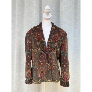 1990 Ralph Lauren paisley colorful floral double breasted velvet blazer - Picture 1 of 10