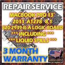 APPLE MACBOOK PRO 2011 A1278 13 820-2936-B & A LOGIC BOARD REPAIR & LIQUID SPILL