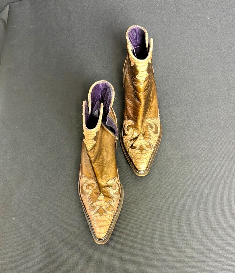 Botines Donald J. Pliner Western Couture Collection piel de serpiente metálica 6,5 Foto 1 de 4