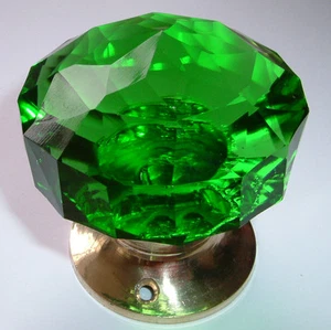 Clear Green Blue Pink Amber Black Crystal Cut Glass Mortice Door knobs Pairs - Picture 1 of 23