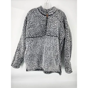 Time and Tru Sherpa Fleece Pullover Sweatshirt grau schwarz Aztekenmuster Damen L - Bild 1 von 8