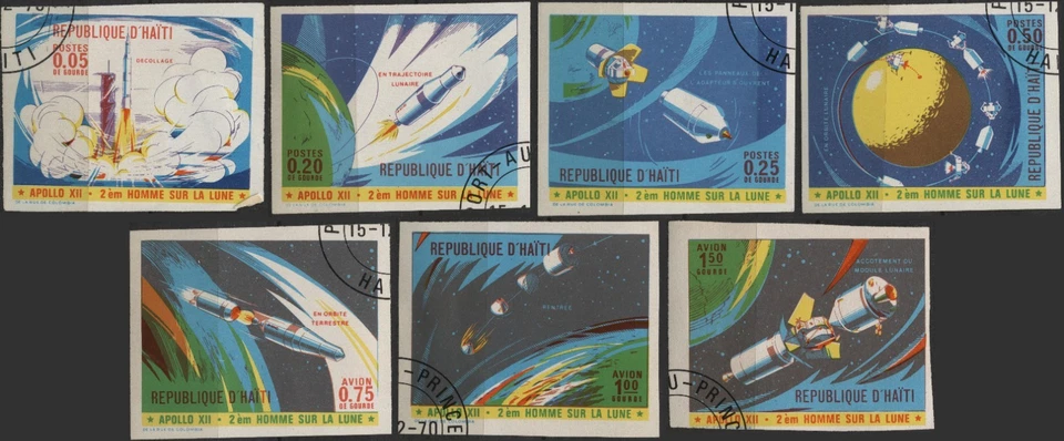 Haiti 1970 #639x~639Ox 5c-1.50g, Space Exploration, imperf, used - Image 1 of 4