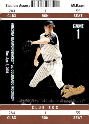 BRANDON WEBB 2004 FLEER AUTHENTIX **CLUB BOX** SSP  /25 !!🔥🔥ARIZONA DBACKS - Image 1 of 2