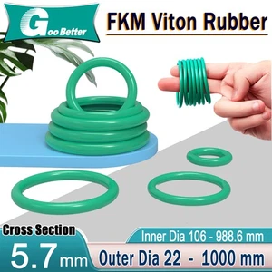 5.7mm Cross Section O-Rings Green Rubber Seals Sink Tap Washers Plumbing Air Gas - Picture 1 of 216