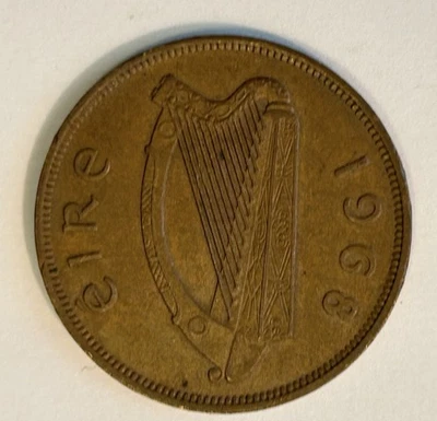 Ireland 1968  Penny  Hen with chicks, Irish Harp- Combined Shipping - Image 1 of 2