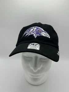 Baltimore Ravens Women’s 47 Brand Sparkle Black Clean Up Adjustable Hat NWT - Picture 1 of 6