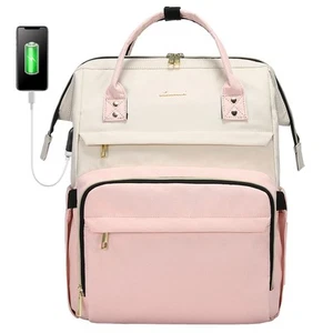 LOVEVOOK Laptop Backpack for Women, 17-inch Large Capacity Beige-Pink - Picture 1 of 9
