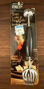 EKCO Butter Curler & Food Baller for Dainty Dishes Vintage Chrome NEW in Package - Picture 1 of 3