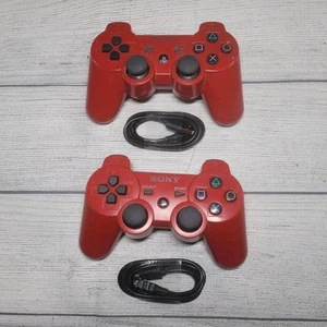Controlador Sony Playstation 3 PS3 DualShock 3 ROJO OEM CECHZC2U - Lote de 2 probados - Imagen 1 de 3