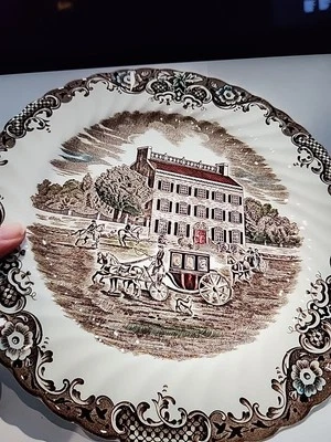 JOHNSON BROTHERS Johnson Bros Heritage Hall Brown Multicolor 10" Dinner Plate,