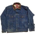 Vintage Men S Marlboro Country Jean Blue Denim Trucker Jacket Leather Collar