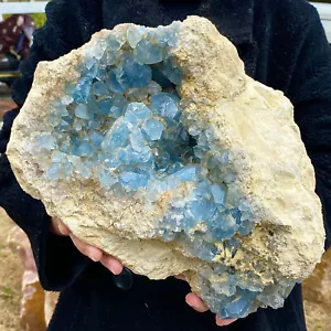 23.1LB Natural Blue Crystal Cave Crystal Spirit Quartz Healing Gift - Imagen 1 de 14