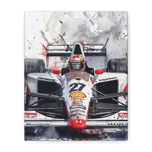 Ayrton Senna McLaren Honda MP4/5B Race Car, Canvas Print, Formula 1 Racing Art - Picture 1 of 25