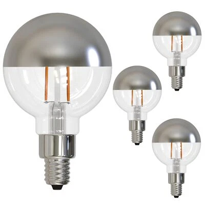 Paquete de 4 Bombillas LED Redondas Medio Cromo Globo G16, 2700K, 2.5W (25W), E12, 200LM Foto 1 de 4