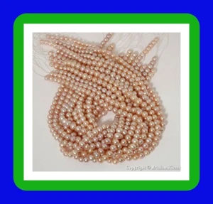 AAAA Grade 6.5mm-7mm NATURAL PINK (not dyed) Off Round Freshwater Pearls - Picture 1 of 3