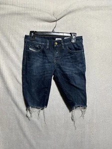 Diesel LIV 27 Low Rise Med Wash Cutt Off Jean Bermuda Shorts Dark Wash - Picture 1 of 10