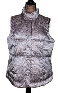 Charter Club Woman - Shiny Silver Animal Print Puffer Vest - Size 1X - Picture 1 of 4
