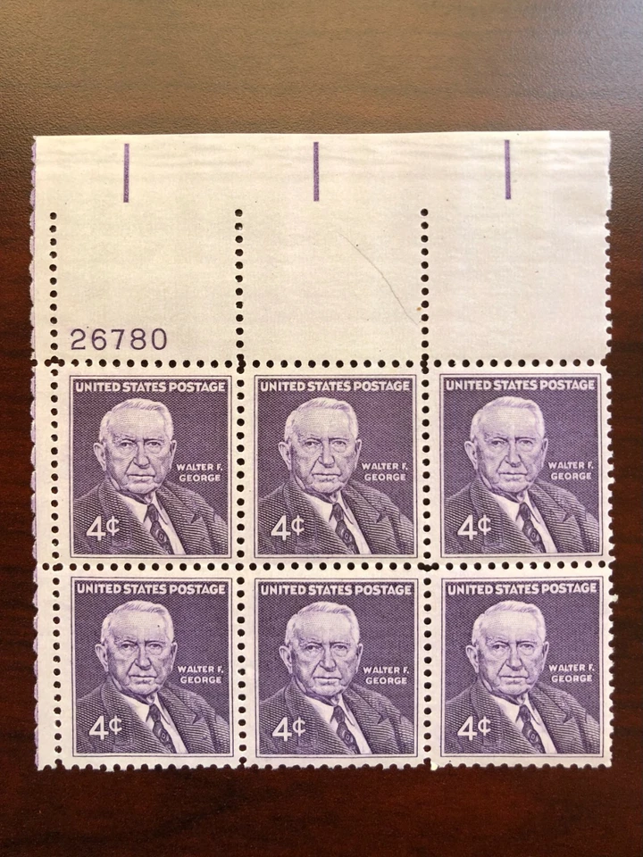 US #1170 Plate Block of 6 Senator Walter F. George Mint NH 1960 - Image 1 of 1