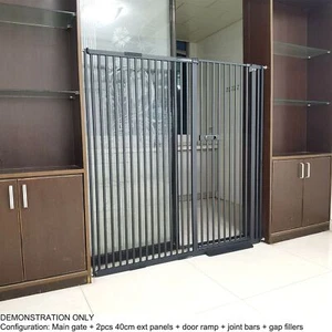 Black Extra Tall 150cm Safety Gate Indoor Outdoor Children Dog 125-135cm Width - Picture 1 of 10