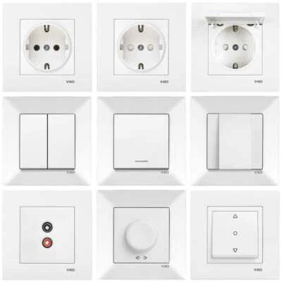 VIKO by Panasonic Schuko Steckdose Taster Schalter Jalousie Dimmer USB SAT-TV - Bild 1 von 4