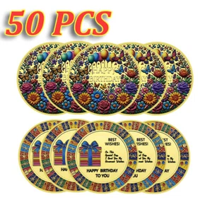 Moneda Desafío Dorado Regalo Memorial Feliz Cumpleaños 50 PIEZAS Mejores Deseos - Imagen 1 de 11