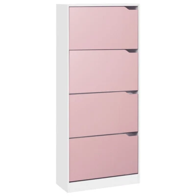 Scarpiera 4 Ante Ripiani Doppia Profondità Porta Scarpe Rosa e Bianco 63x24x150c - Immagine 1 di 4