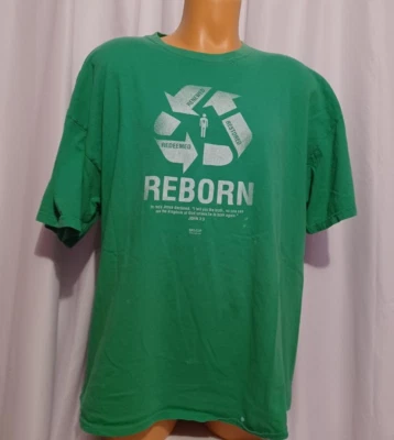 Camiseta Gildan REBORN Restaurada, Renovada, Canjeada Para Hombre Talla 2XL Algodón Verde Foto 1 de 4