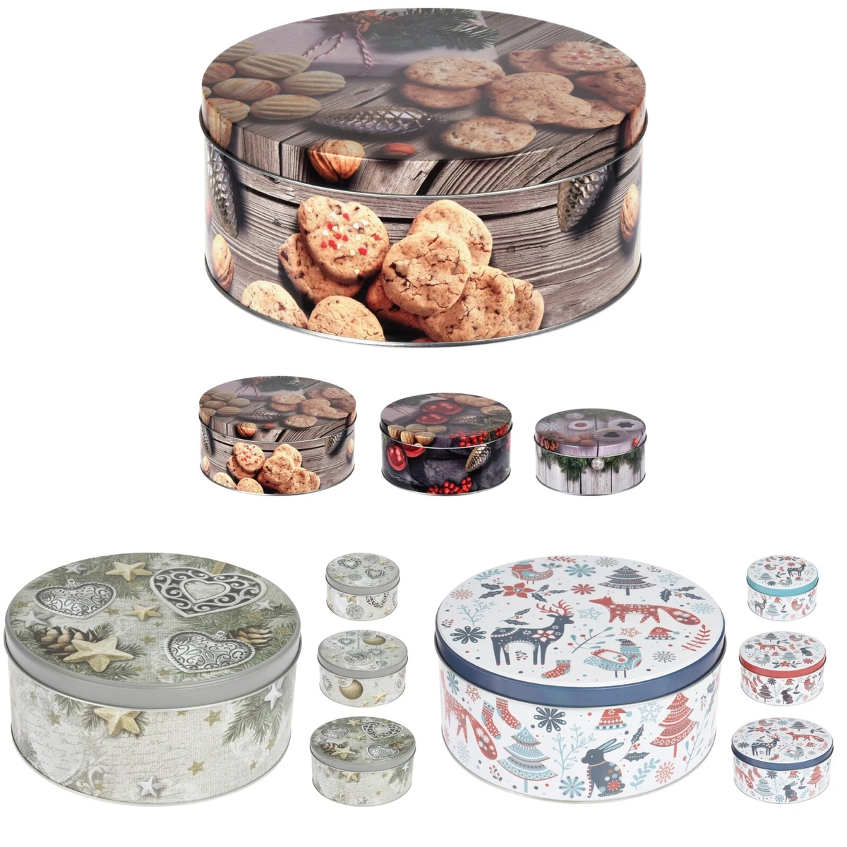 Heimtexland® Keksdosen Set 3-teilig Weihnachten – Runddosen Mit Rentier-Motiv, Luftdicht & Dekorativ