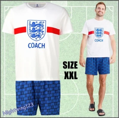 TU Mens Size XXL Extra Large Pyjamas Football England Coach Cotton Top Short Set - Image 1 of 4