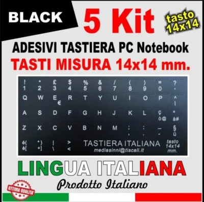 Adesivi Tastiera Layout ITALIANO Notebook Pc  Computer Sticker tasto 14x14 5 Kit - Immagine 1 di 4