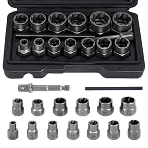 15 Stk Kraft Schraubenausdreher Nuss Stecknuss Ausdreher Linkausdreher 6,35-19mm - Bild 1 von 22