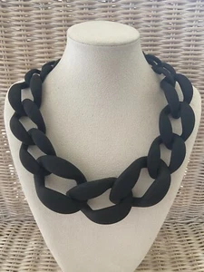 Statementkette Exklusive Damenkette Modeschmuck Halskette Gliederkette Schwarz - Bild 1 von 12