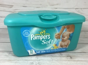 Pampers Soft Care 72 Wipes Vintage Pop -Up Plastic Container Box Only No Wipes - Picture 1 of 9