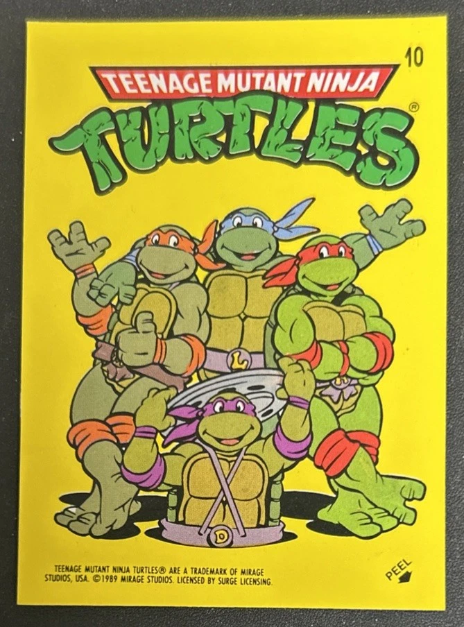 1989 Topps Teenage Mutant Ninja Turtles TMNT Sticker Card Turtle Team #10 VGEX - Image 1 of 2