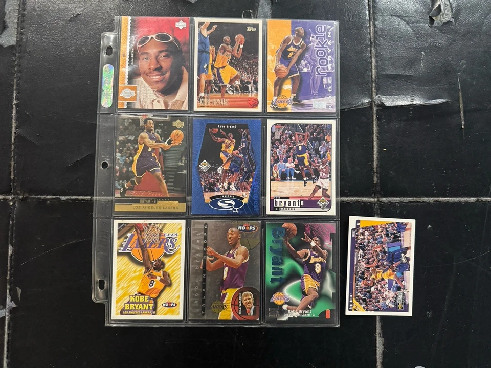 Lote de 10 cartões de basquete Kobe Bryant (cartões de novato NBA RC) lote de 10 Fleer Topps - Imagem 1 de 4