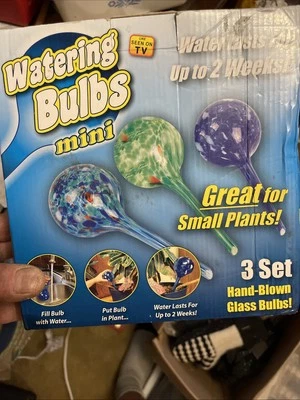 Set of 3 Mini Aqua Plant Watering Globes- Hand Blown Glass - As Seen on TV - Image 1 of 3