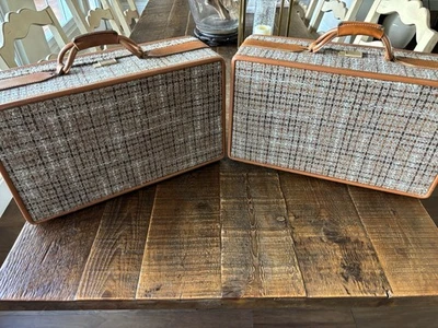 Vintage Hartmann Tweed 2pc Luggage Set. Olive Interior. - Image 1 of 4