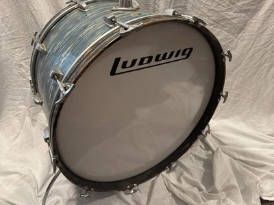 VINTAGE LUDWIG 1970 24” X 14” BASS DRUM BLUE OYSTER PEARL  3 PLY AMAZING!! - Image 1 of 4