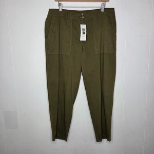 Eileen Fisher Womens Olive Ankle Pants Size 12 Utility Casual Pockets Minimalist - Picture 1 of 10
