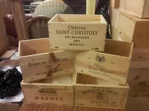 3 X CAJA/CAJA DE VINO DE MADERA FRANCESA GENUINA - CAJONES DE GABINETE CD/DVD/ALMACENAMIENTO - Imagen 1 de 2