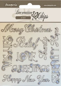 Chips decorativos Stamperia - acentos 5,5"" x 5,5"" - ESCRITOS/DICHOS DE NAVIDAD - Imagen 1 de 1