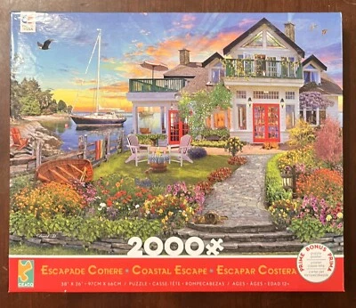 Ceaco  2000 PC Jigsaw Puzzle By David Maclean “Coastal Escape” NEW IN BOX - Image 1 of 3