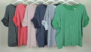 NEW SUMMER LADIES ITALIAN LAGENLOOK STRIPE COMFY COTTON LIGHTWEIGHT TUNIC TOP - Picture 1 of 14