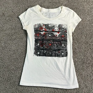 The Mortal Instruments Shirt Girls Medium White Black City Of Bones Short Sleeve - Picture 1 of 12